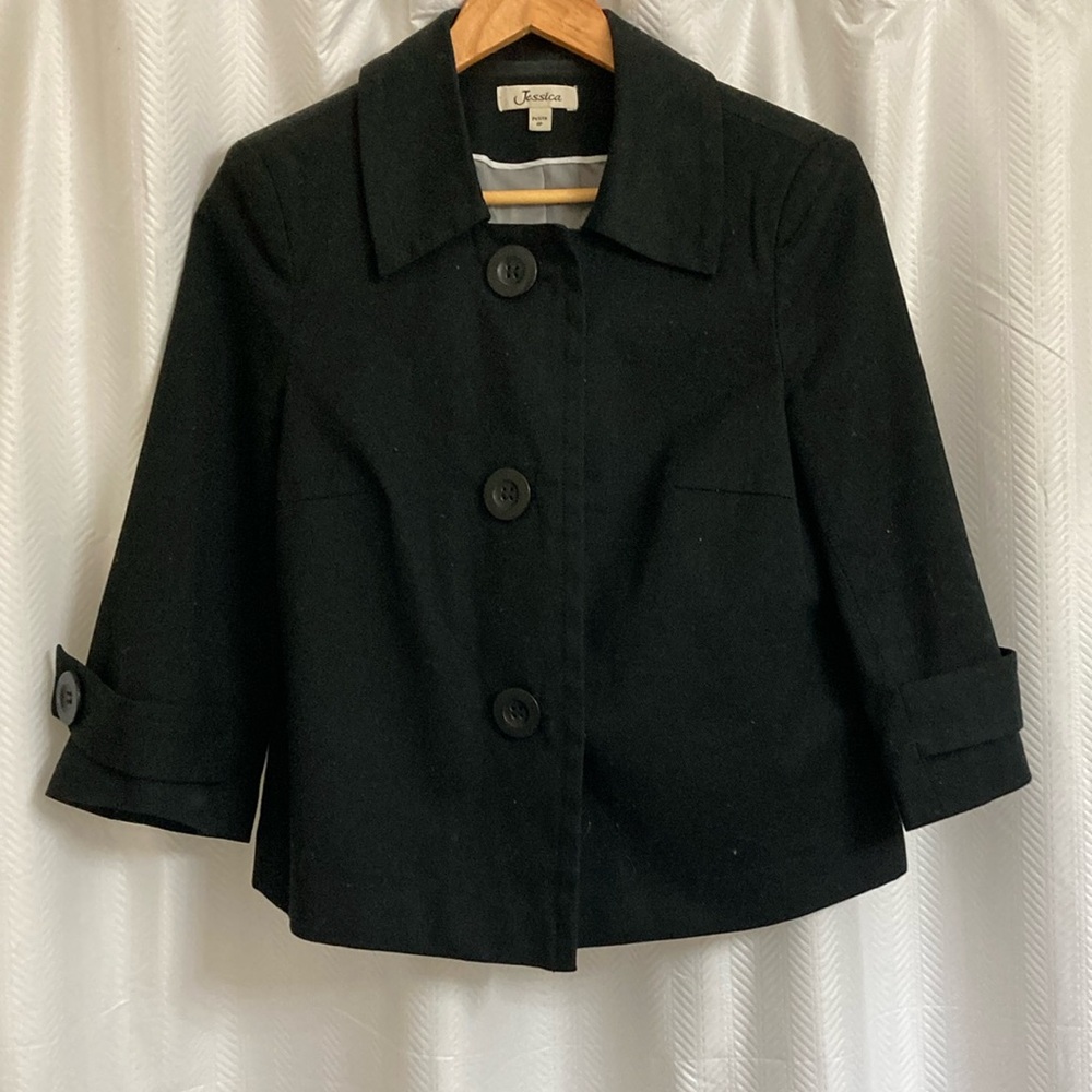 Vintage Black Cotton Jessica Jacket Size 8P